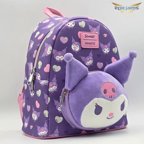 Loungefly Kuromi Hearts Plush Face Mini Backpack main image 5
